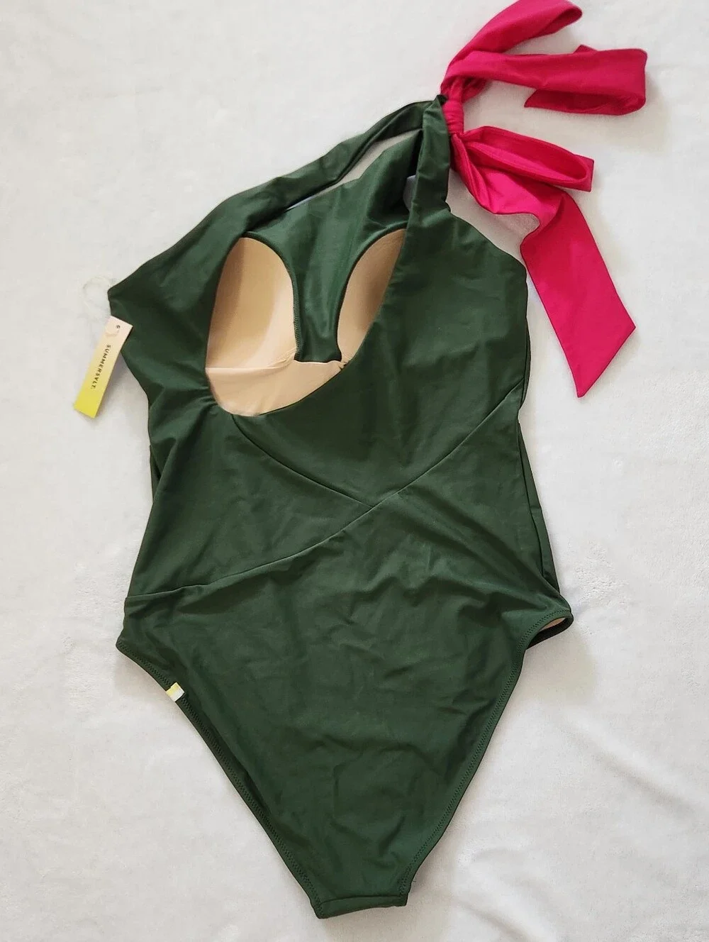 Summersalt‎ The Bow-Shoulder Ruched Sidestroke Swimsuit